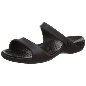 CROCS women's dual comfort Cleo V size 7 double strap black lightweight